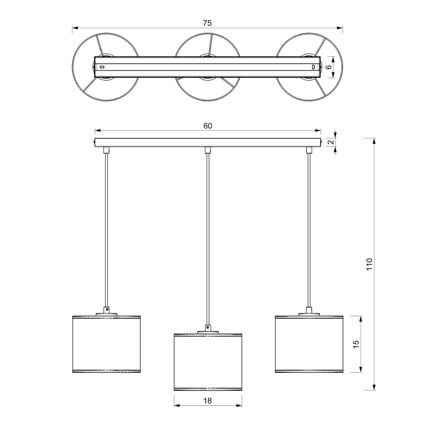 Lámpara colgante RATTAN 3xE27/60W/230V ratán