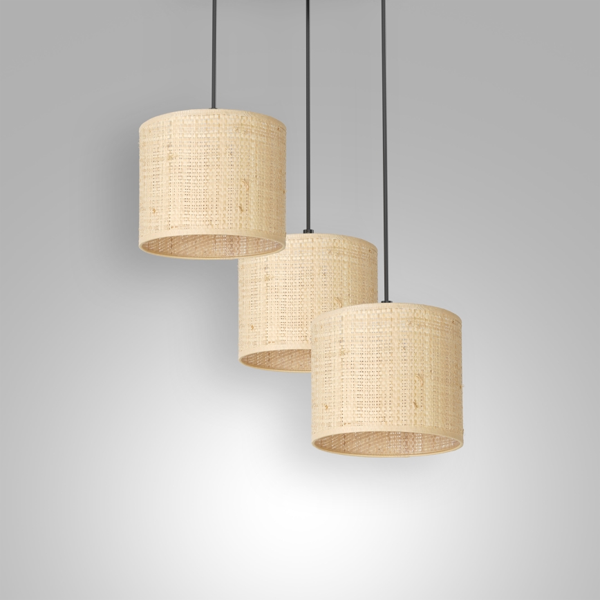 Lámpara colgante RATTAN 3xE27/60W/230V ratán