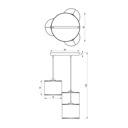 Lámpara colgante con cable RATTAN 3xE27/60W/230V ratán