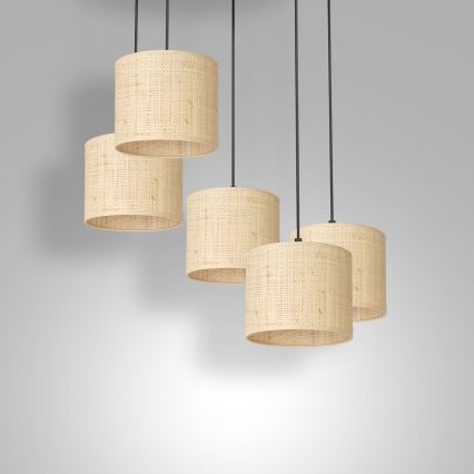 Lámpara colgante de cable RATTAN 5xE27/60W/230V ratán