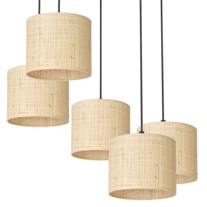 Lámpara colgante de cable RATTAN 5xE27/60W/230V ratán