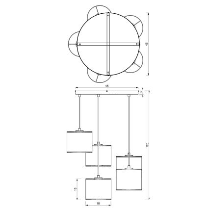 Lámpara colgante de cable RATTAN 5xE27/60W/230V ratán