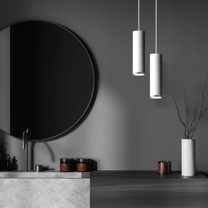 LED RGBW regulable lámpara colgante para baño con cable TURYN 1xGU10/6W/230V 3000K IP44 blanco + mando a distancia