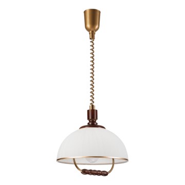 Lámpara colgante regulable RAMONA 1xE27/60W/230V beige/marrón oscuro/pino
