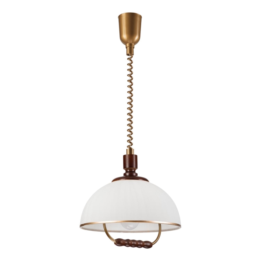 Lámpara colgante regulable RAMONA 1xE27/60W/230V beige/marrón oscuro/pino