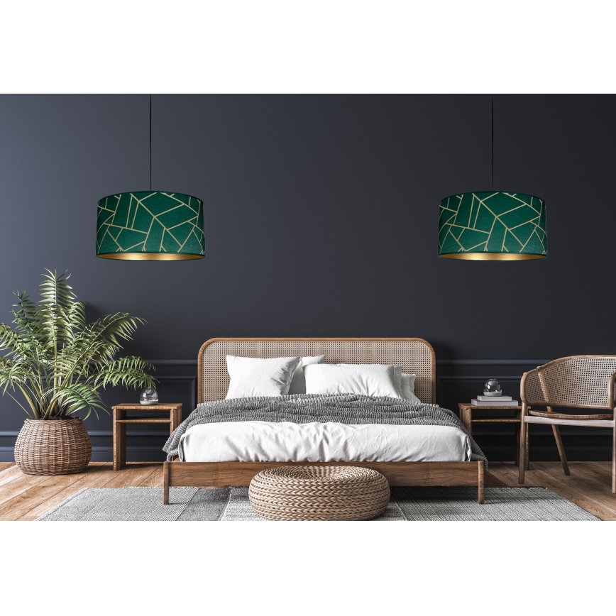 Lámpara colgante RELLA 1xE27/60W/230V verde/dorado