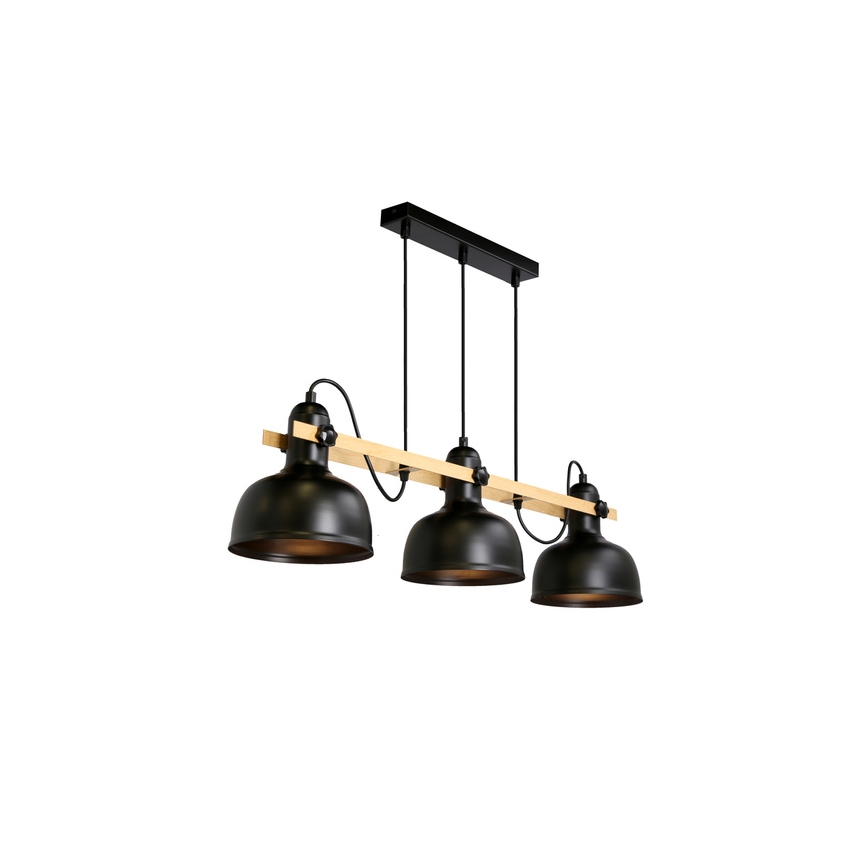 Lámpara colgante RENO 3xE27/40W/230V negro/marrón