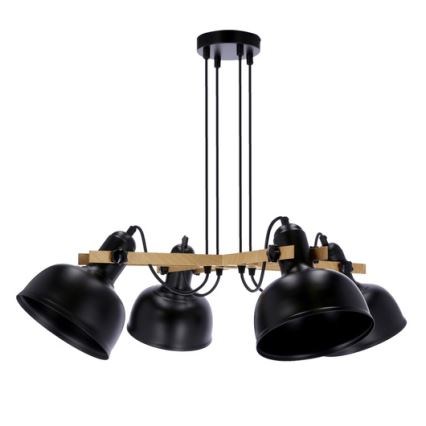 Lámpara colgante con cable RENO 4xE27/40W/230V negro/marrón