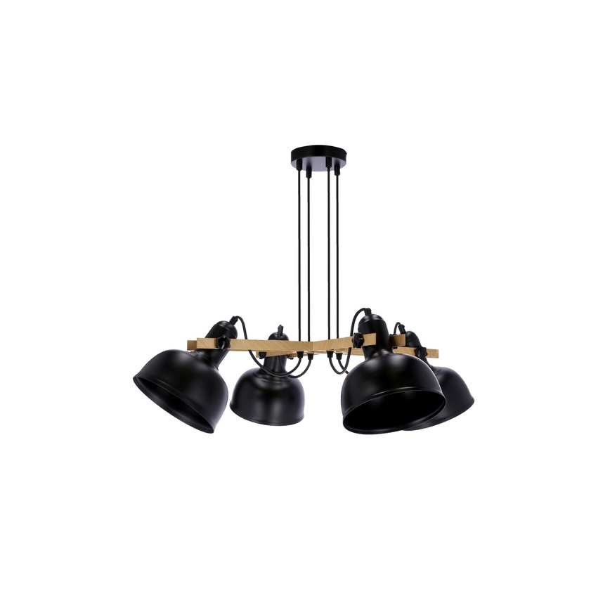 Lámpara colgante con cable RENO 4xE27/40W/230V negro/marrón