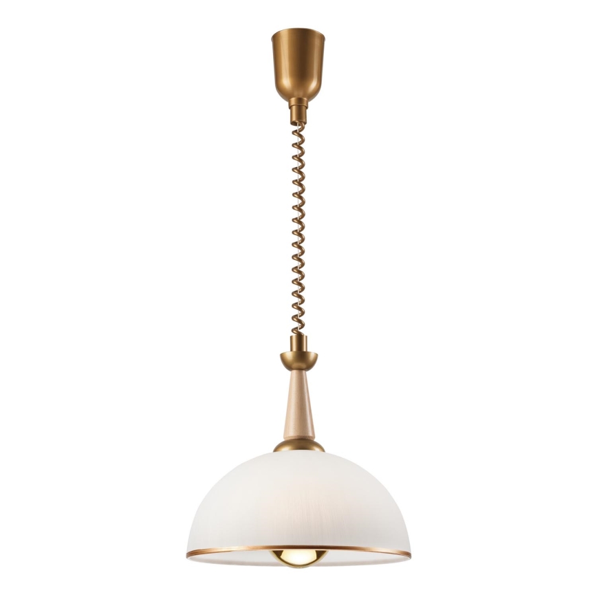 Lámpara colgante retráctil CHIARA 1xE27/60W/230V beige/haya