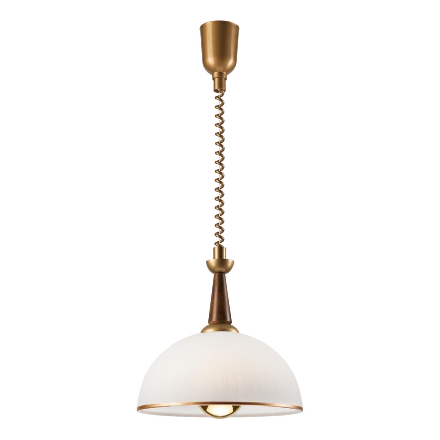 Lámpara colgante retráctil CHIARA 1xE27/60W/230V marrón/madera de haya