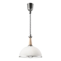 Lámpara colgante retráctil CHIARA 1xE27/60W/230V plata/beige/haya