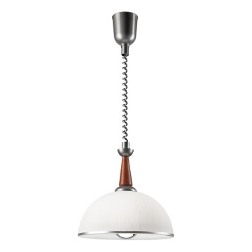 Lámpara colgante retráctil CHIARA 1xE27/60W/230V plata/marrón/haya