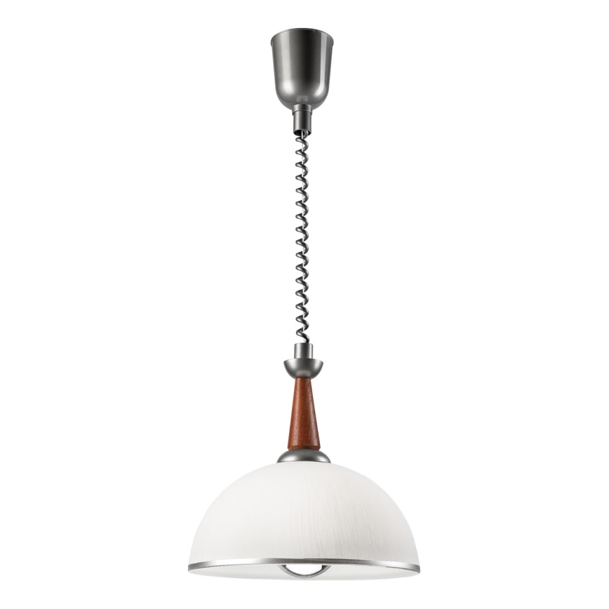 Lámpara colgante retráctil CHIARA 1xE27/60W/230V plata/marrón/haya