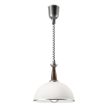 Lámpara colgante retráctil CHIARA 1xE27/60W/230V plata/marrón oscuro/haya