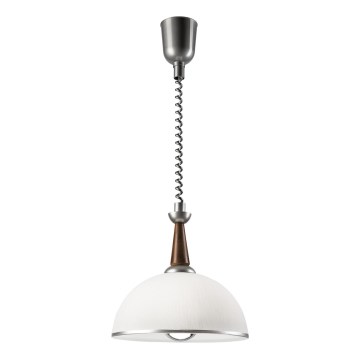 Lámpara colgante retráctil CHIARA 1xE27/60W/230V plata/marrón oscuro/haya