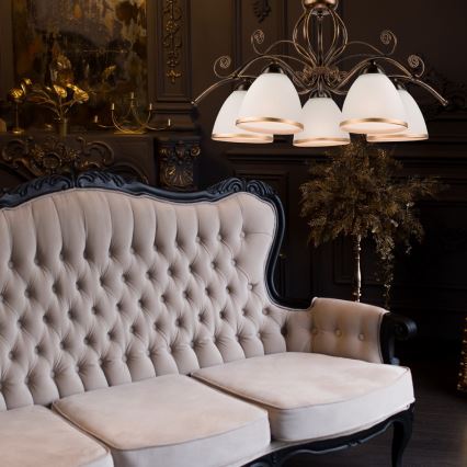 Lámpara colgante RETRO II con cadena 5xE27/60W/230V, pátina negra