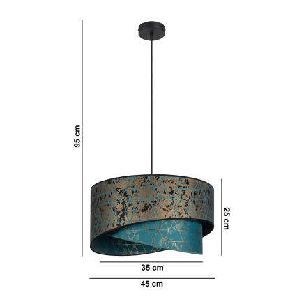 Lámpara colgante REZO 1xE27/60W/230V turquesa/dorado