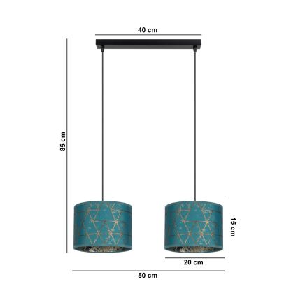 Lámpara colgante REZO 2xE27/60W/230V turquesa