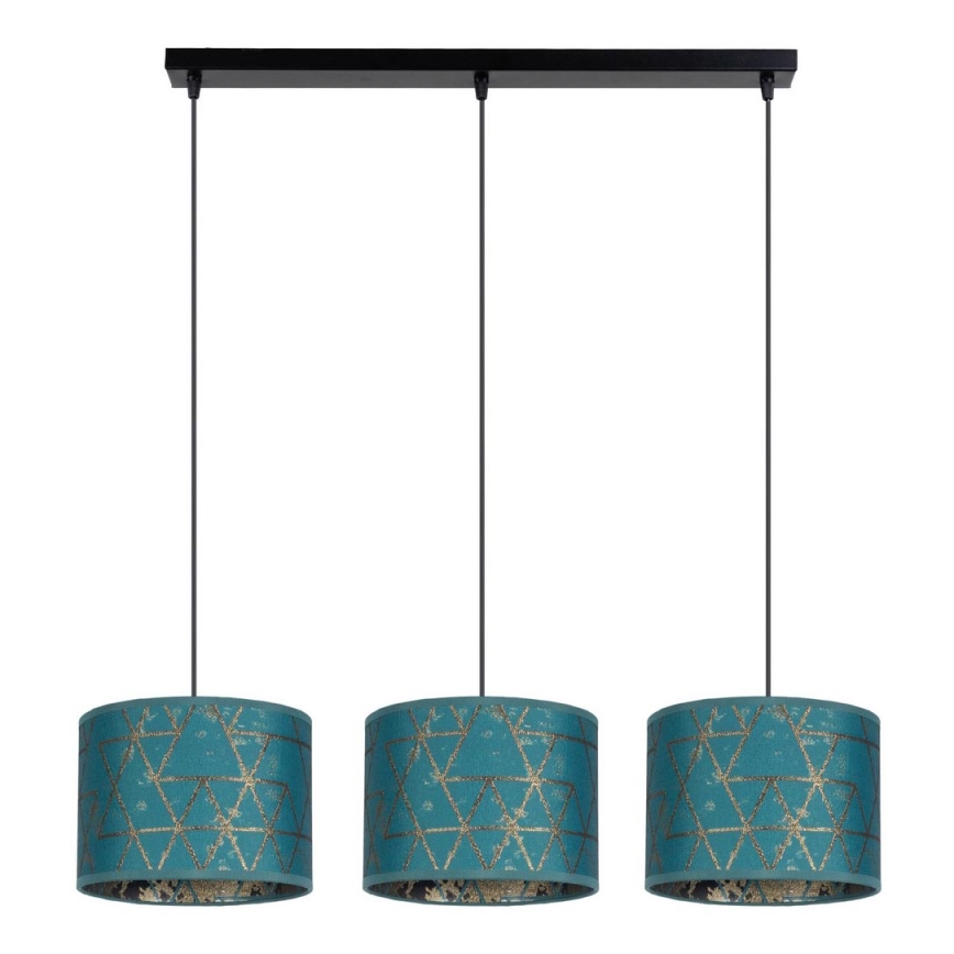 Lámpara colgante REZO 3xE27/60W/230V turquesa