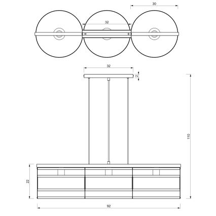Lámpara colgante RIM 3xE27/60W/230V