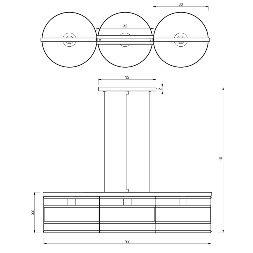 Lámpara colgante RIM 3xE27/60W/230V