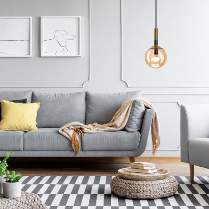 Lámpara colgante ROLLO 1xE14/5W/230V dorado/ahumado beige