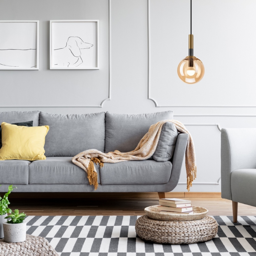 Lámpara colgante ROLLO 1xE14/5W/230V dorado/ahumado beige