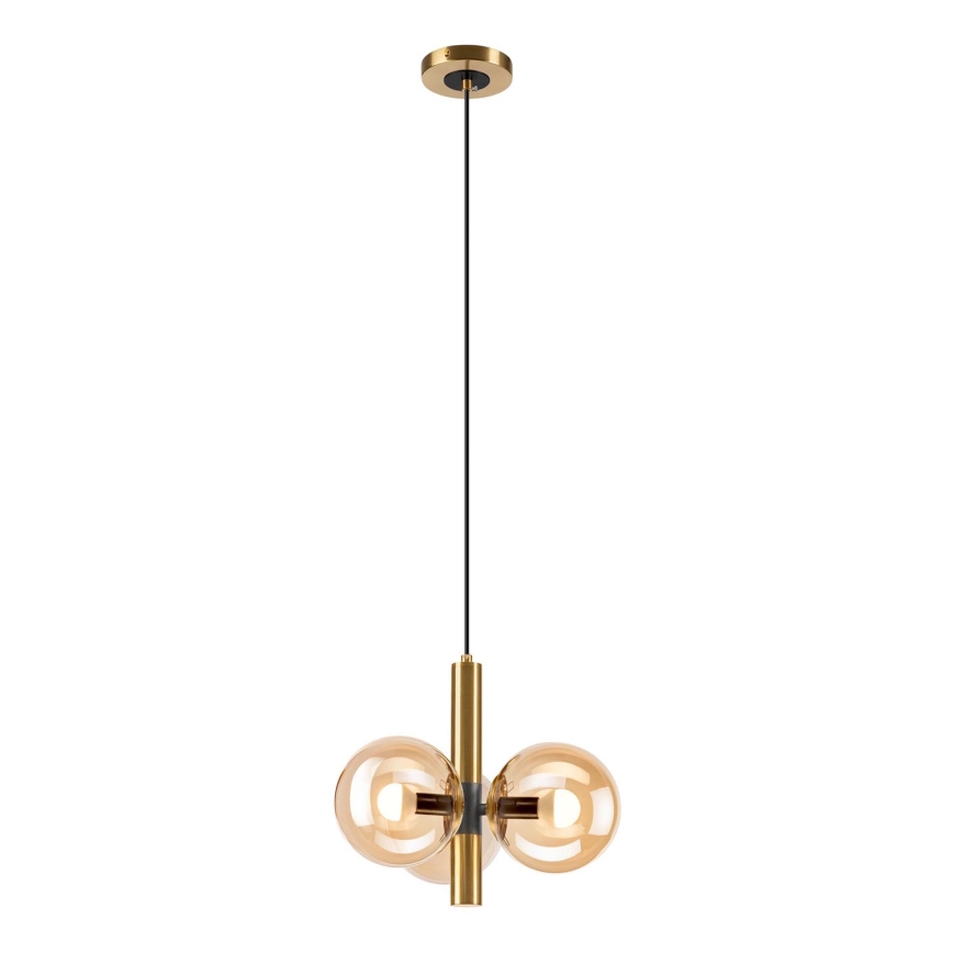 Lámpara colgante ROLLO 3xE14/5W/230V dorado/ahumado beige