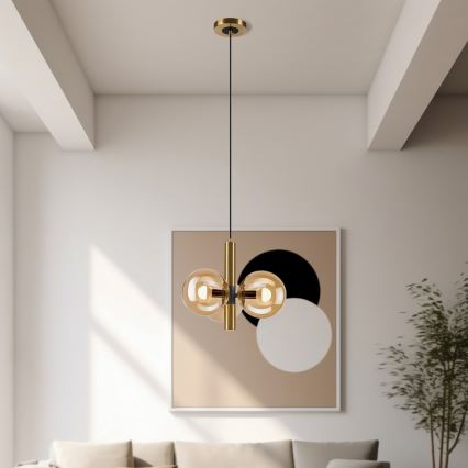 Lámpara colgante ROLLO 3xE14/5W/230V dorado/ahumado beige