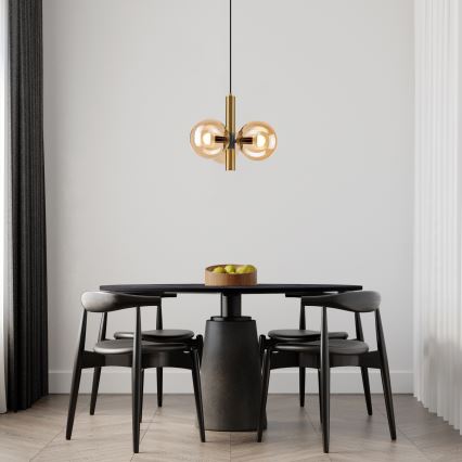 Lámpara colgante ROLLO 3xE14/5W/230V dorado/ahumado beige