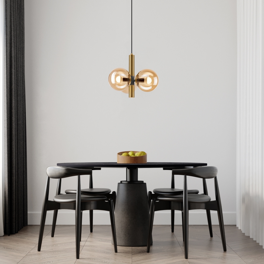 Lámpara colgante ROLLO 3xE14/5W/230V dorado/ahumado beige