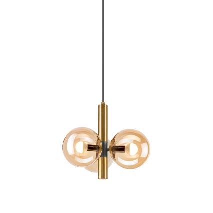 Lámpara colgante ROLLO 3xE14/5W/230V dorado/ahumado beige