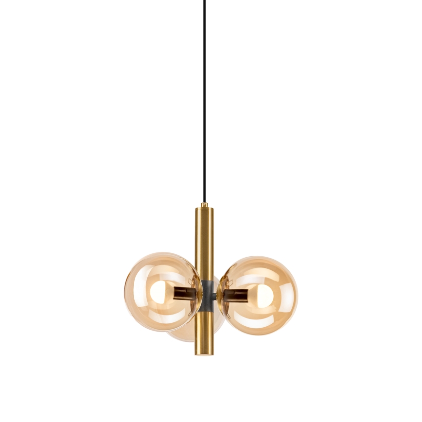 Lámpara colgante ROLLO 3xE14/5W/230V dorado/ahumado beige