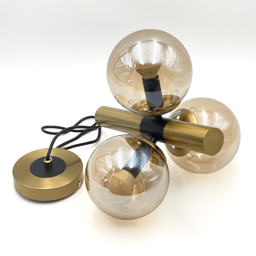 Lámpara colgante ROLLO 3xE14/5W/230V dorado/ahumado beige