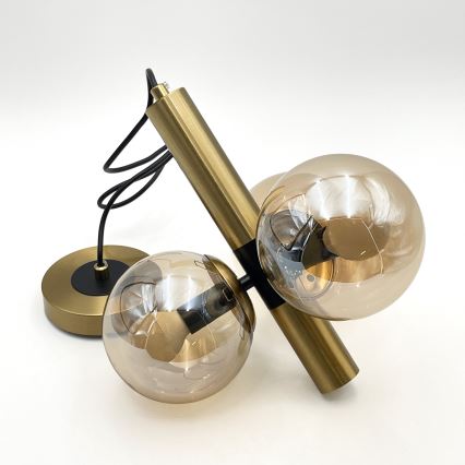 Lámpara colgante ROLLO 3xE14/5W/230V dorado/ahumado beige