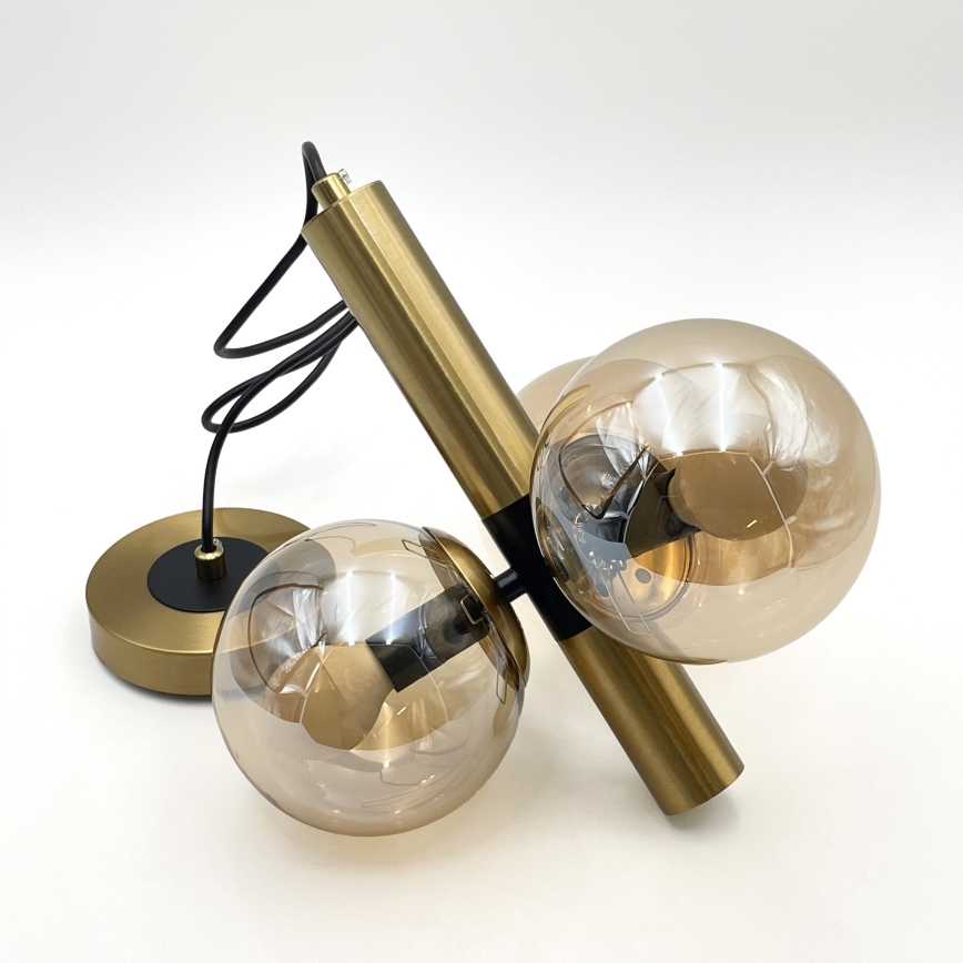 Lámpara colgante ROLLO 3xE14/5W/230V dorado/ahumado beige