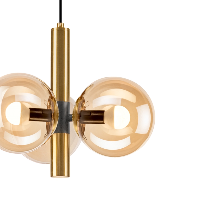 Lámpara colgante ROLLO 3xE14/5W/230V dorado/ahumado beige