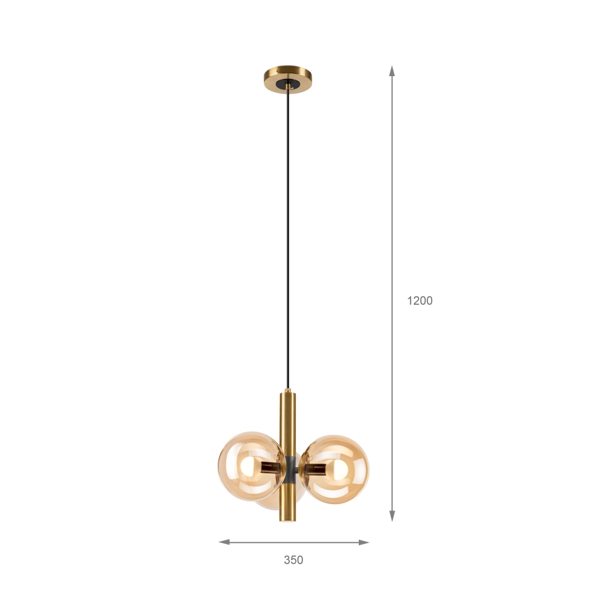 Lámpara colgante ROLLO 3xE14/5W/230V dorado/ahumado beige
