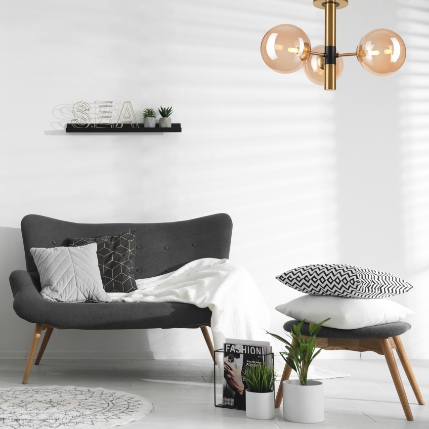 Lámpara colgante ROLLO 3xG9/5W/230V dorado/beige ahumado