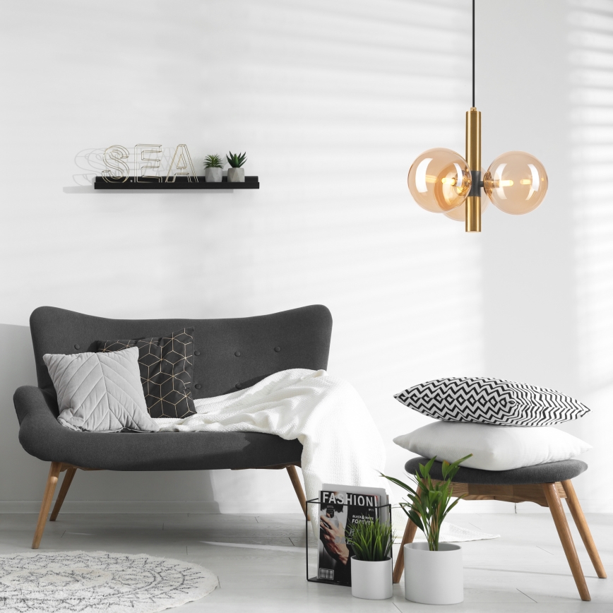 Lámpara colgante ROLLO 3xG9/5W/230V dorado/beige ahumado
