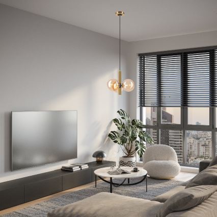 Lámpara colgante ROLLO 3xG9/5W/230V dorado/beige ahumado