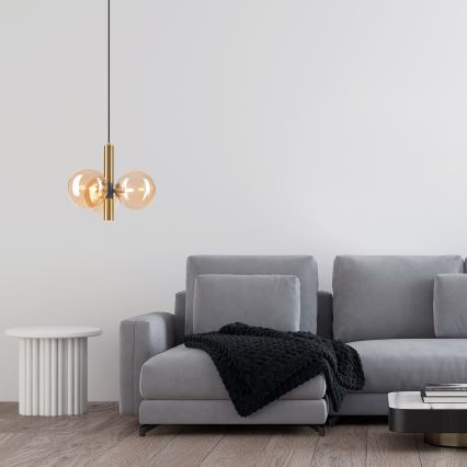 Lámpara colgante ROLLO 3xG9/5W/230V dorado/beige ahumado