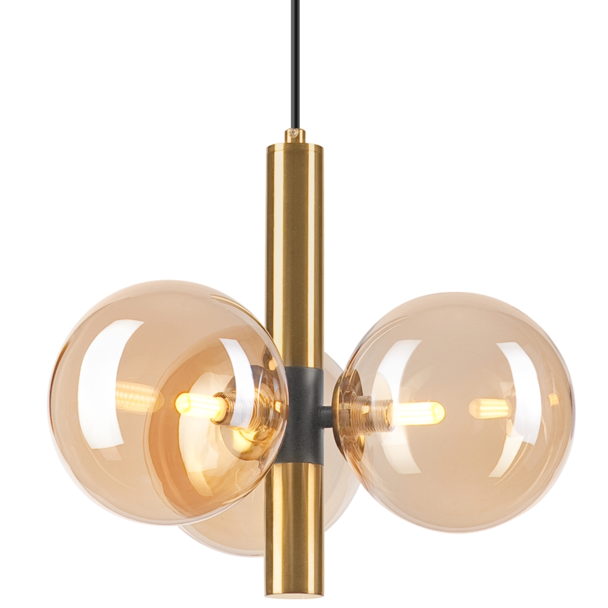 Lámpara colgante ROLLO 3xG9/5W/230V dorado/beige ahumado