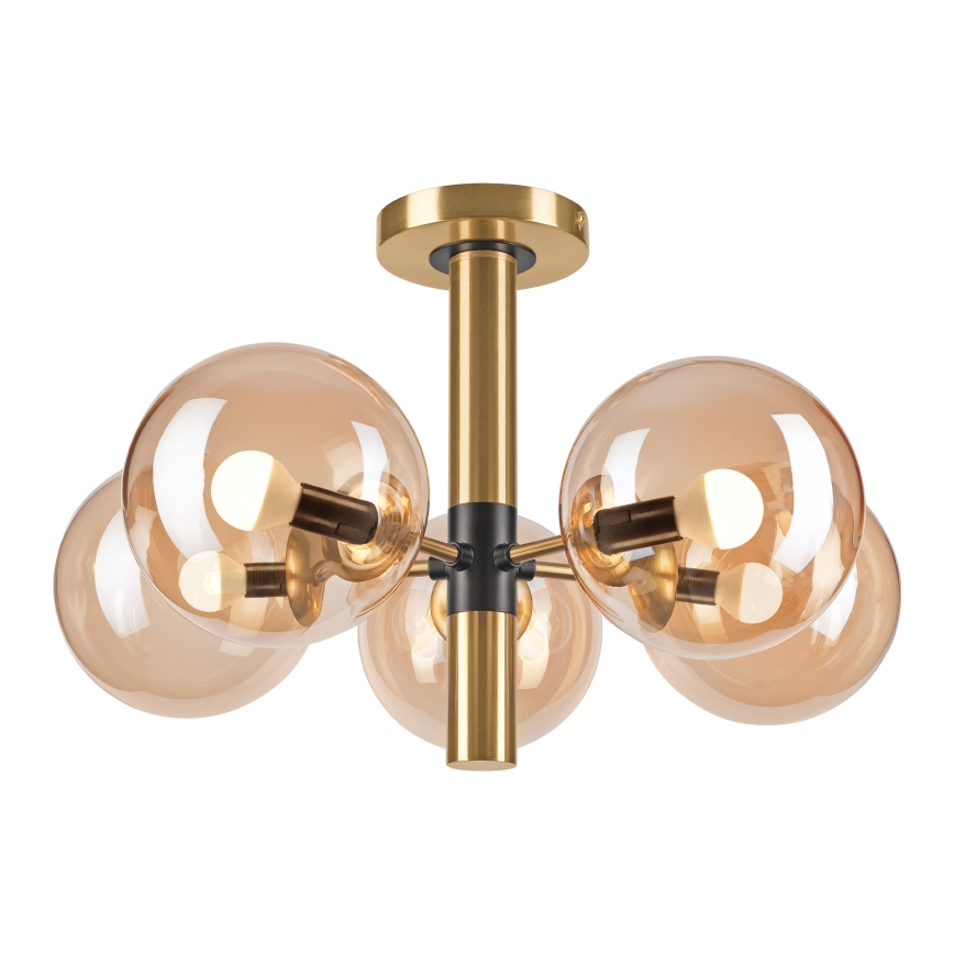 Lámpara colgante ROLLO 5xE14/5W/230V dorado/ahumado beige