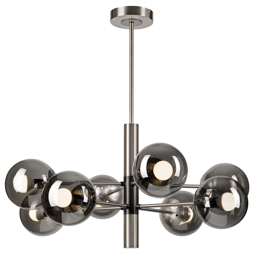 Lámpara colgante ROLLO 8xE14/5W/230V cromo mate/ahumado