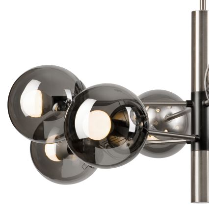 Lámpara colgante ROLLO 8xE14/5W/230V cromo mate/ahumado