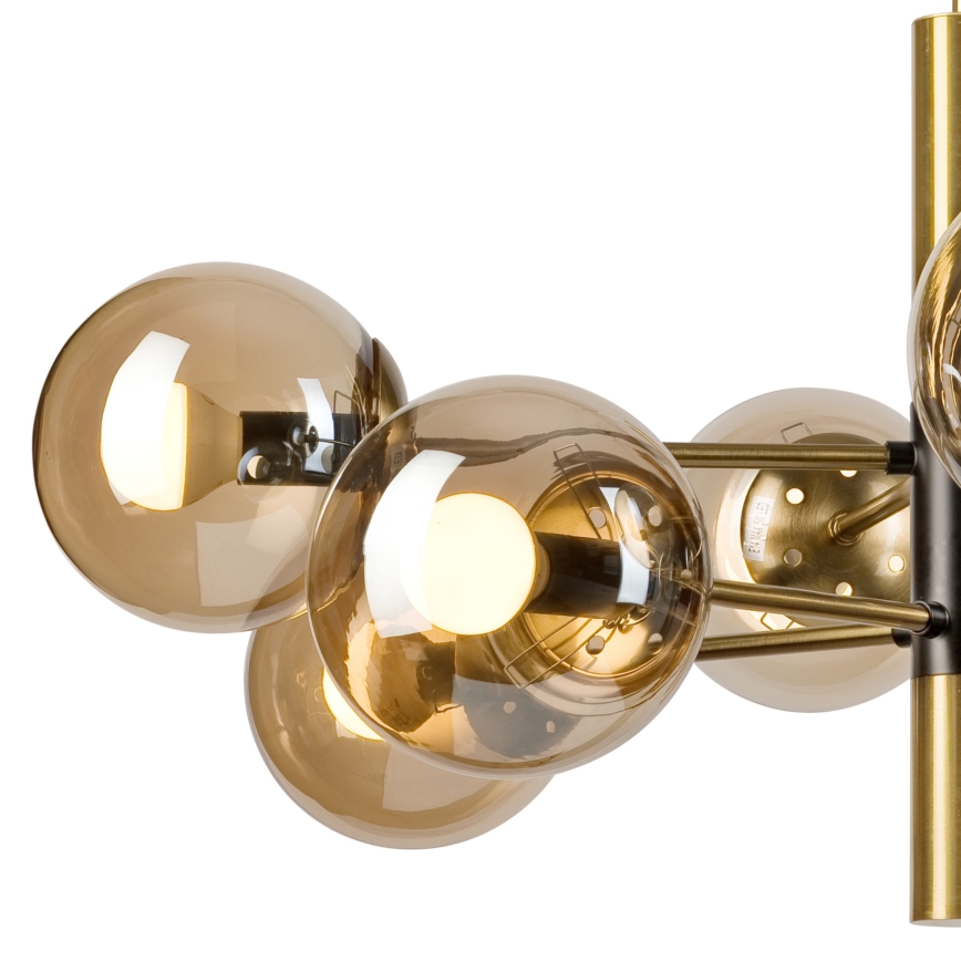 Lámpara colgante ROLLO 8xE14/5W/230V dorado/beige ahumado