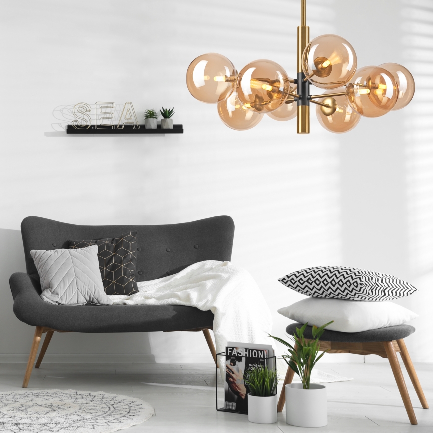 Lámpara colgante ROLLO 8xG9/5W/230V dorado/beige ahumado