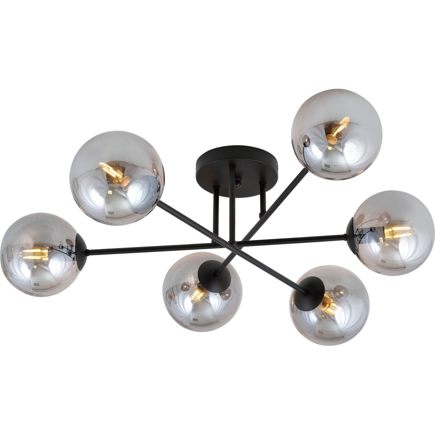 Lámpara colgante ROMA 6xE14/10W/230V negro/ahumado